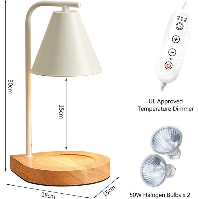 Електрична ароматична лампа для воску, лампа для підігріву свічок, лампа для підігріву свічок з таймером і регулятором яскравості, Vintage Deco Ароматичний дифузор для ароматичних свічок, прикраса, подарунки для мами (білий)