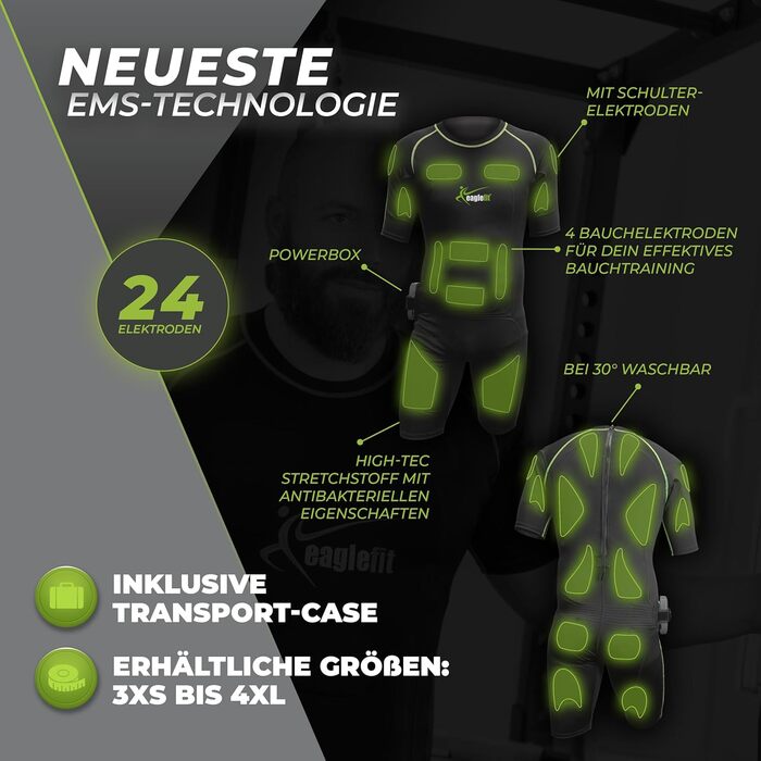 Костюм eaglefit EMS, повна бездротова система (24 електроди, розмір S)