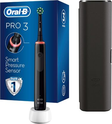 Електрична зубна щітка Oral-B Pro3 3500 Black CrossAction з дорожнім кейсом чорний 1 наконечник захисний чохол