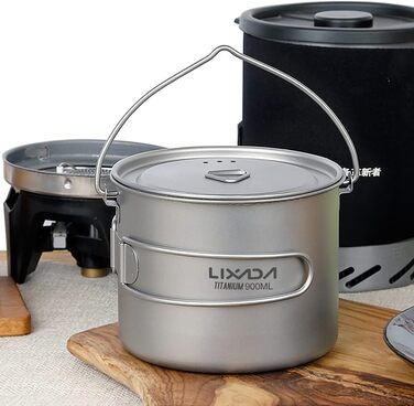 Титановий горщик для кемпінгу, надлегкий титановий горщик/чашка для води об&39ємом 750 мл / 900 мл / 1100 мл з кришкою та складною ручкою для кемпінгу на природі