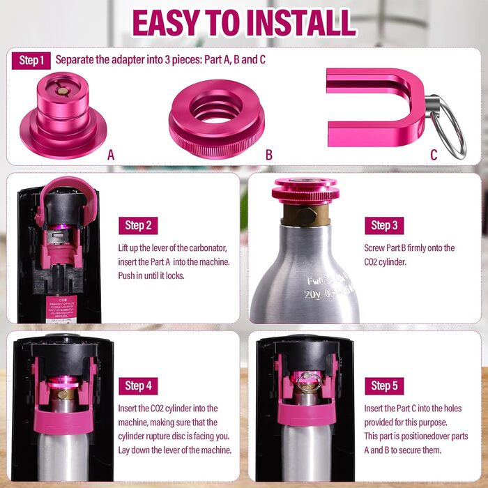 Швидкий адаптер Aissom Upgrade CO2, швидкий адаптер для соди CO2, сумісний з Duo/E-Duo/Terra/Art/E-Terra/Crystal 3.0/Gaia, адаптер CO2 для трапецієподібної різьби TR21-4