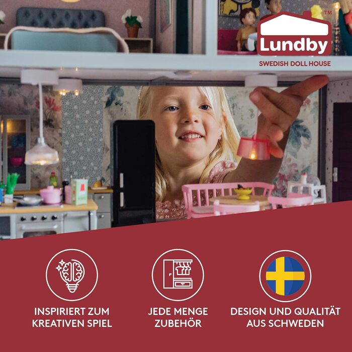 Набір для освітлення лялькового будиночка LUNDBY, аксесуари для лялькового будиночка з 2 частин - лампа для лялькового будиночка на батарейках для мініатюрного будиночка - набір лялькових аксесуарів для ляльок 11 см у масштабі 118 нового покоління