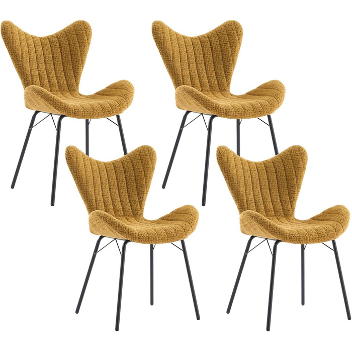 Обідні стільці, комплект з 4 шт. , м&39які кухонні стільці, обідні стільці, крісла зі стьобаними шенілловими спинками, для їдальні, вітальні, спальні та вітальні, жовті.