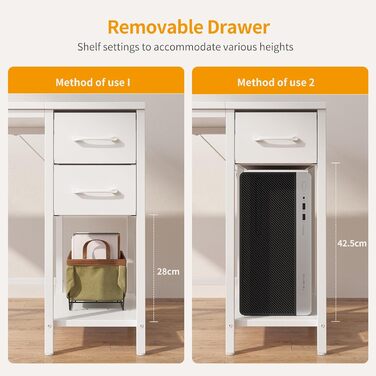 Письмовий стіл CubiCubi з 2 шухлядами та гачком для навушників, 1205075 см. Невеликий комп&39ютерний стіл, офісний стіл, для кабінету, спальні, металевий каркас, білий. 120 x 50 см Білий біла ручка