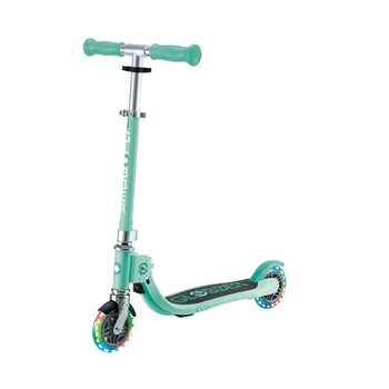 Дитячий самокат Globber Flow Foldable Junior Lights складаний, з підсвічуванням коліс та регульованим кермом, від 3 років, м'ятний