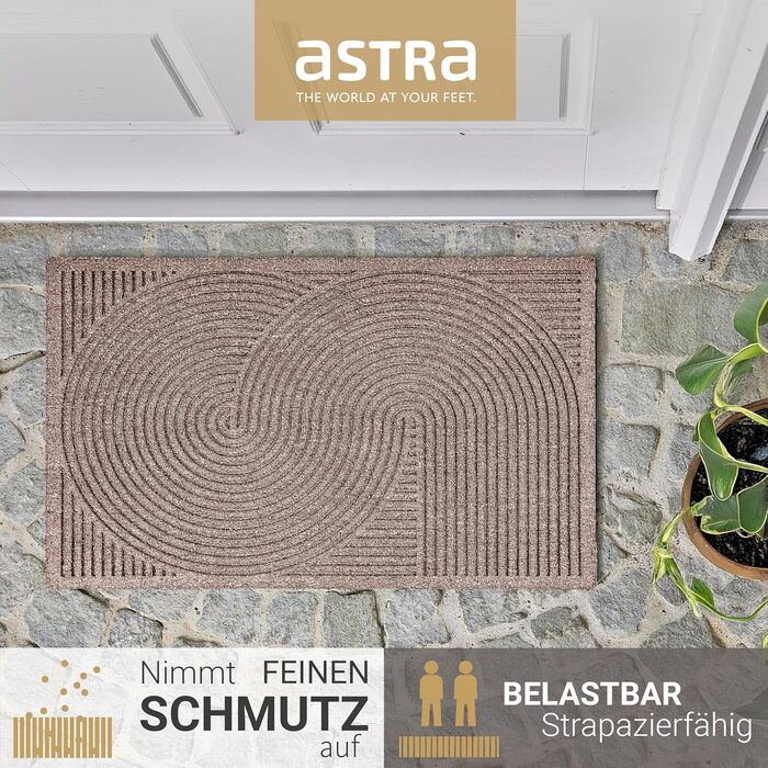 Килимок для вулиці Astra, нековзкий - водонепроникний килимок для входу та балкону - міцний килимок для дверей 60x90 см бежевий 60 x 90 см (прямокутний) бежевий