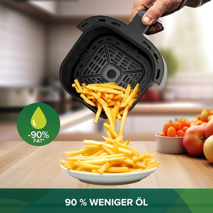 Аерофритюрниця CHEFREE 2 л, міні-мультиварка 4-в-1, енергозберігаюча, компактна, аерофритюрниця маленька без олії, можна мити в посудомийній машині, 900 Вт, чорний, AF300, темно-зелений