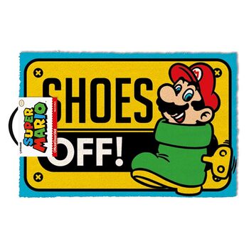Килимок для дверей Super Mario (Shoes Off Colour) 40 см x 60 см, килимок з кокосового волокна з яскравим дизайном, для використання всередині та зовні приміщень - офіційно ліцензований продукт