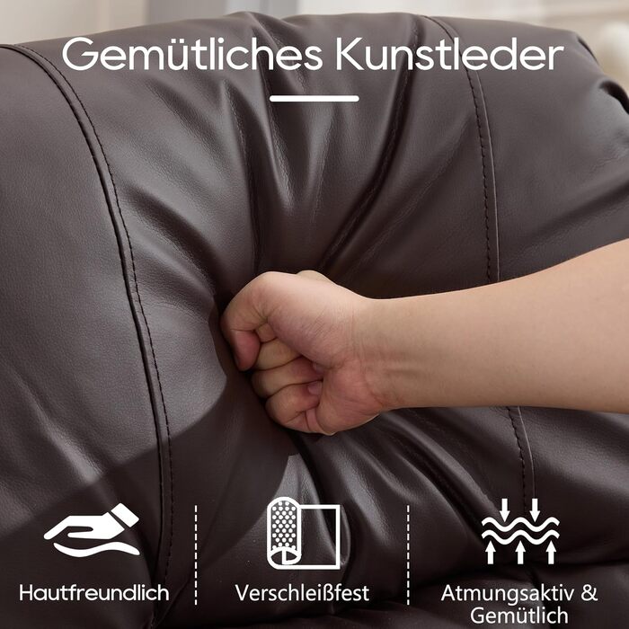 Електрично регульоване крісло для телевізора з функцією відкидання та підйомником, крісло для літніх людей зі штучної шкіри, крісло для телевізора, крісло для кінотеатру з масажем та підігрівом (коричневе, 1 підйомне крісло з консоллю) Коричневе 1 підйомн