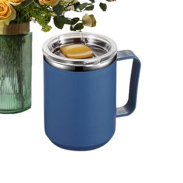 Ізольована металева кружка кухоль з нержавіючої сталі об&39ємом 450 мл, з подвійними стінками, що зберігають тепло Кришка з ручкою для дорожньої кавової кружки, для кемпінгу та дорослих, Hydrat Blue
