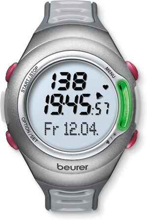Пульсометр Beurer PM 70, вимірювання серцевого ритму, управління часом, водонепроникний, кріплення для велосипеда та інтерфейс для ПК, тест фізичної підготовки