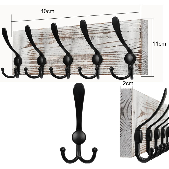 И гачок рейкові гачки для верхнього одягу з дерева, гачки для верхнього одягу настінні гачки, настінна вішалка з дерева 15 гачків