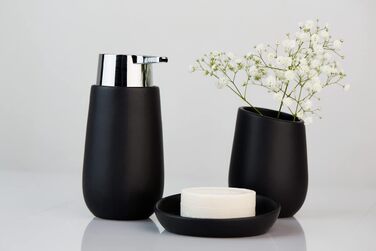 Мильниця WENKO Mod. Badi Black, високоякісна кераміка з матовою поверхнею, мильниця простої, однотонної форми чорна 3 x 11,5 x 11,