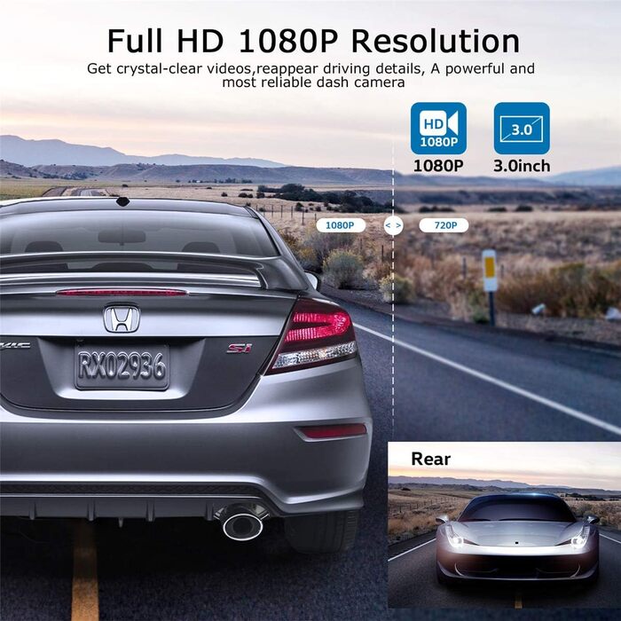 Автомобільна передня і задня 1080P Full HD автомобільна камера Подвійна відеореєстратор автомобільна відеореєстратор для автомобіл