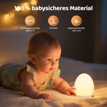 Нічник MediAcous, нічник, нічник для дітей/немовлят з 8 кольорами та лампочкою для годування, регульована яскравість, USB-світлодіодний нічник з таймером 1 година та сенсорним керуванням, прикраса для кімнати немовлят та малюків (білий)