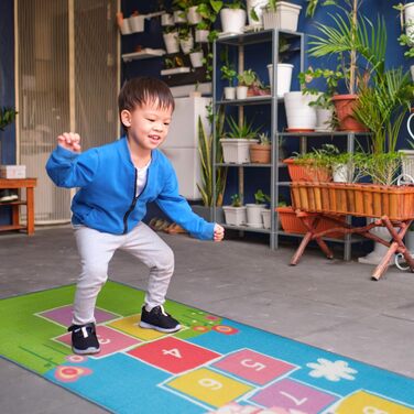 Дитячий ігровий надувний килим Relaxdays, 180 x 70 см, 10 надувних коробок, короткий ворс, прогумована нижня частина, ігровий кили