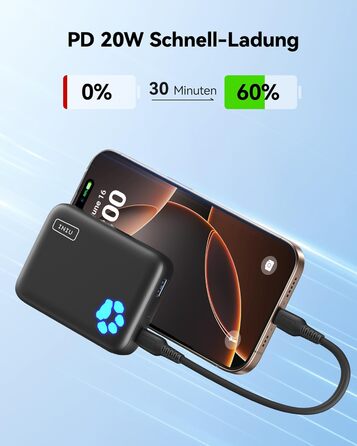 Магнітний зовнішній акумулятор, USB C in&Out Wireless Powerbank швидка зарядка для iPhone 16/16 Plus/16 Pro/16 Pro Max, iPhone 15/