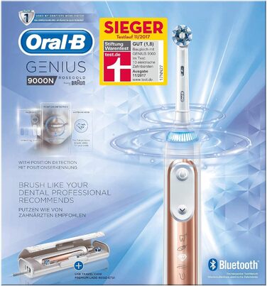 Електрична зубна щітка Oral-B Genius 9000N Rose Gold з живленням від Brown без наконечника Рожеве золото