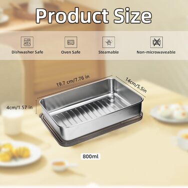 Набір із 4 контейнерів для свіжих делікатесів, харчові контейнери з нержавіючої сталі, штабельовані холодильні контейнери, придатні для охолодженого та замороженого зберігання сиру, ковбаси та інших продуктів.