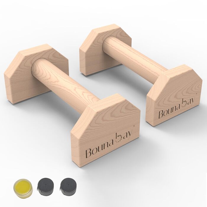 Бруси Parallettes, стійки для віджимань, стійки на руках, віджимань на планці, калістеніки, силових тренувань, паралельні бруси (30 x 13 x 9 см), колір дерева, 25 см