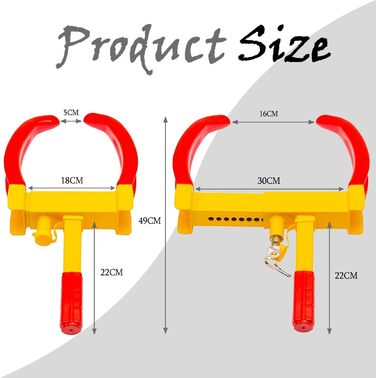 Блокування колеса автомобіля, блокування колеса причепа, зносостійкий, з регульованим затискачем шини, протиугінний клиновий кіготь, паркувальний стабілізатор для відкату та буксирування (колір жовтий, розмір 49 х 25 см)