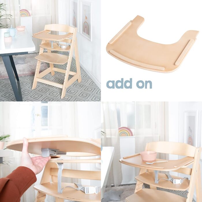 Дитячий стільчик для годування roba Sit Up Flex - Дерев'яний стільчик для годування, який росте разом з дитиною - Регульований сті