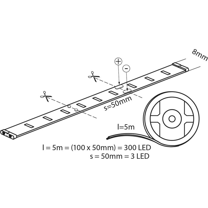 Метрова світлодіодна стрічка SMD 10 Вт/м 6500K холодна біла IP54 Вологе приміщення Підходить для розширення та укорочення кожні 5 см Енергозберігаючий світлодіод Енергозберігаючий світлодіод, 5-