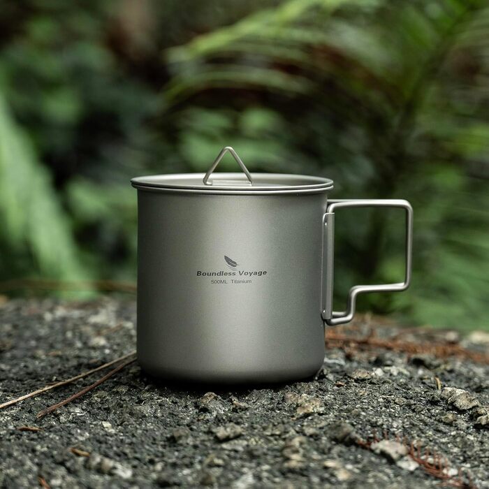 Титанова одношарова чашка для чаю та кави Boundless Voyage, портативний посуд для напоїв на відкритому повітрі, 220 мл, 350 мл, 500 мл (Ti3059D-500ml)