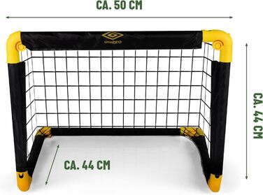 Футбольні ворота Umbro - Футбольні ворота 50 x 44 x 44 см - Складані футбольні ворота - Футбольні ворота для дітей садівництва - Футбольне тренувальне обладнання для використання в приміщенні та на вулиці - Чорний/Жовтий