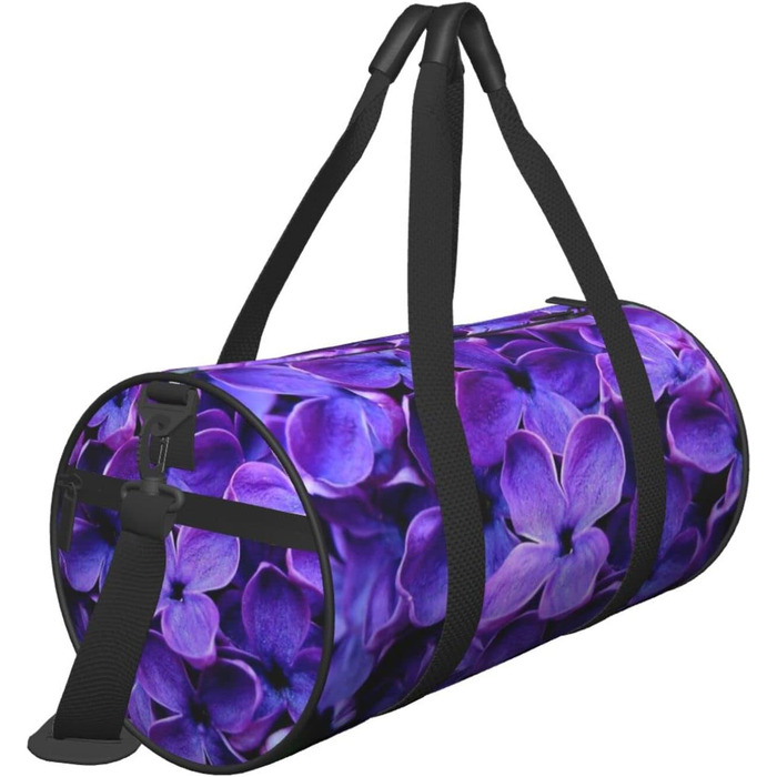 Спортивна сумка для подорожей, фіолетова з квітковим принтом, дорожня сумка на ніч, чорна, універсальний розмір