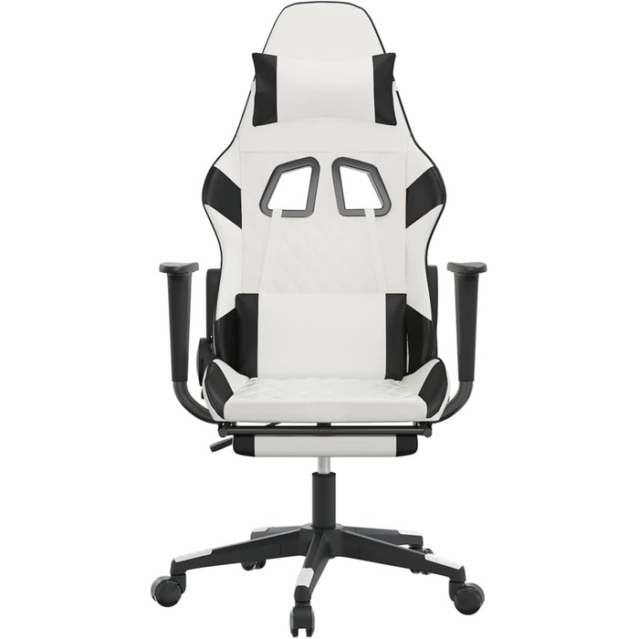 Ігрове крісло з підставкою для ніг, крісло для ПК, ігрове крісло, крісло для геймерів, крісла для ігор, крісла для кабінету, крісло для PlayStation, комп&39ютерне крісло, біла та чорна штучна шкіра