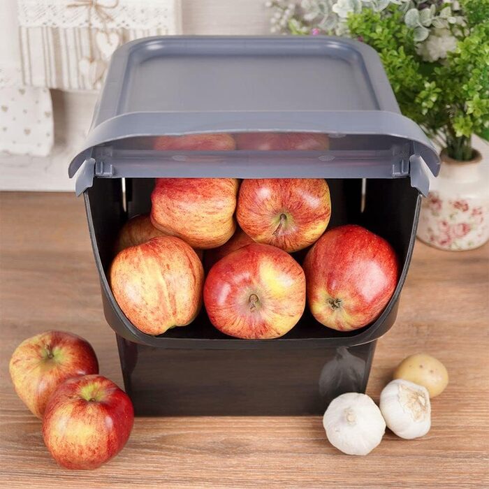 Контейнери для зберігання Vilde, контейнери для картоплі, контейнери для цибулі, контейнери для овочів, 13 л, комплект з 2 шт. , сірий, антрацит