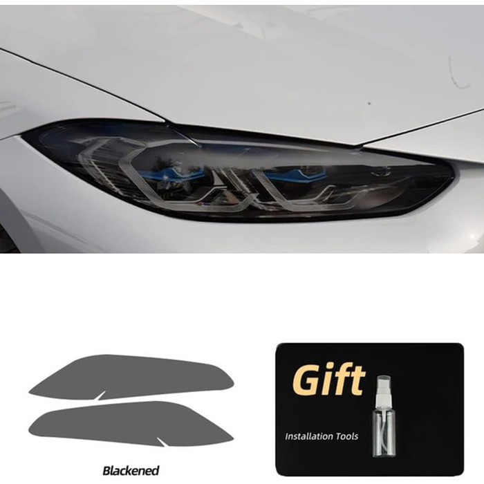 Плівка для автомобільних фар Zuphte для BMW 4 Series G22 G23 G26/2021-2022, 2 шт. и Захисна плівка для екрану автомобільних фар TPU наклейка димчастий чорний