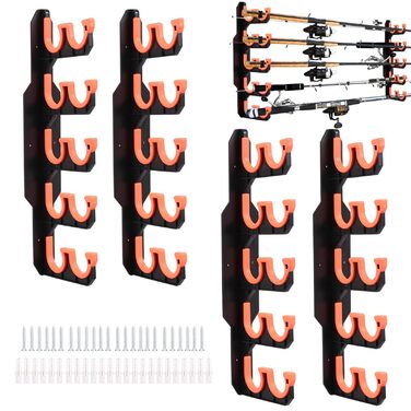 Настінний тримач для вудки з 2 предметів із силіконовими захисними накладками, настінне кріплення для вудки в гараж, широкий тримач для вудки, стійка для вудки, кріплення на стіну або стелю, стійка для риболовлі, тримач для вудки на 20 вудок
