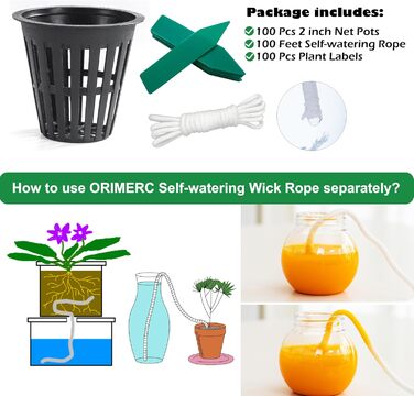 Дюймові (5 см) сітчасті горщики Гідропонічний сітчастий горщик із 100-футовим гнітом із самополивом і 100 етикетками для рослин Гідропонна чашка Сітчаста чашка Горщик Овочева орхідея Аквапоніка Kratky Hydroponics, 100 шт., 2-