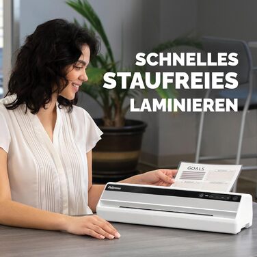 Ламінатор Fellowes Saturn A4 для офісу InstaHeat, час прогріву 60 секунд, усунення застрягання, автоматичне вимкнення для ламінату 80/100/125 мікрон включає 10 ламінаторів для дому та офісу (один)