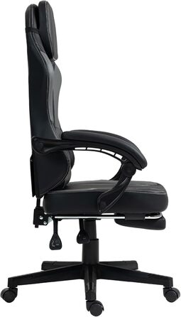 Чорно-сіре ігрове крісло - Підставка для ніг - Ергономічне - Регульована висота