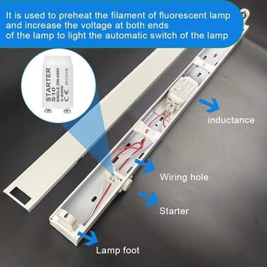 Стартер для люмінесцентних ламп S10 starter longlife 4-80 Вт 200-240V Стартер для люмінесцентних ламп індивідуальне перемикання люмінесцентних ламп, 12 шт.