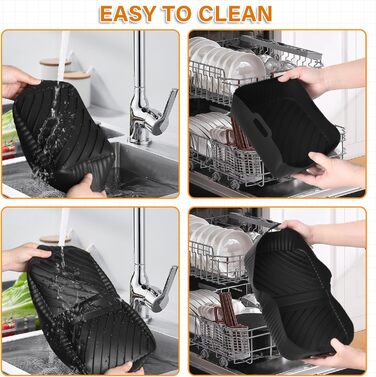 Аерофритюрниця Hivio Silicone Mold для фритюрниці Ninja Foodi Flexdrawer 10.4 л AF500DE, 3 шт. и багаторазової фритюрниці Аксесуари для Ninja Ninja AF500EU (чорний) чорний для Af500EU/AF500EUCP