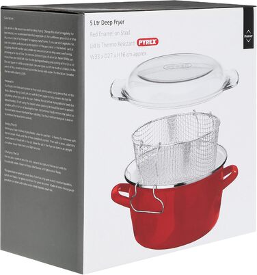 Фритюрниця Premier Housewares 102114 Deep Fryer, емальована, 5 літрів, червона, 33 x 27 x 16 см Червона фритюрниця