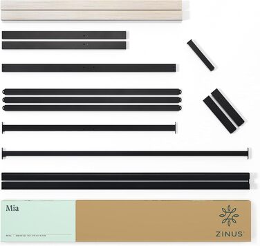 Ліжко Zinus Mia 120 x 190 см Каркас ліжка висотою 35,5 см з місцем для зберігання речей під ліжком Металеве ліжко з узголів&39ям Чорне