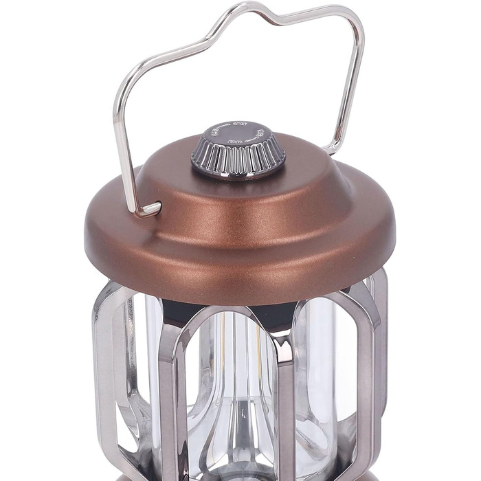 Ретро-світлодіодний кемпінговий ліхтар, тип C, акумуляторний, вінтажний кемпінговий ліхтар, портативні кемпінгові ліхтарі та ліхтарі, 3 режими, з регульованою яскравістю, з гачком, світлодіодний наметовий ліхтар для саду (коричневий)