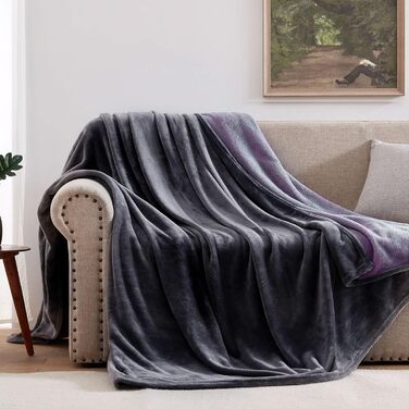 Водонепроникна ковдра YISURE Love Blanket 230x203 см для пар, ковдра Splash розміру King для дорослих пар, двосторонній захисний чохол для меблів або матраца сірий/фіолетовий 230x203 см