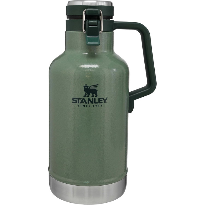 Термос Stanley Classic Easy-Pour Growler 1,9 літра - Зберігає пиво холодним та свіжим протягом 24 годин - Термос з нержавіючої сталі - Герметичний - Можна мити в посудомийній машині - Зелений колір Hammertone