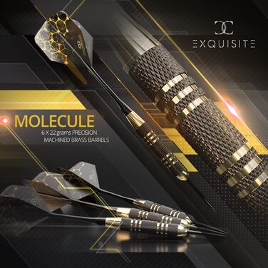 Професійний набір дротиків зі сталевим наконечником, індивідуальне налаштування древка та стрілки, 6 латунних стволів (22 грами), 12 алюмінієвих дротиків (35 та 48 мм), 12 стандартних вузьких стрілок, точилки