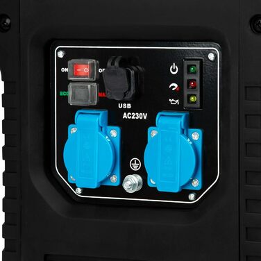 Інверторний генератор EBERTH потужністю 2000 Вт, тихий аварійний генератор з бензиновим двигуном потужністю 3 к.с., 4-тактний, генератор з 2 портами 230 В та 2 USB, інверторна технологія для живлення без стрибків напруги, інвертор потужністю 2000 Вт