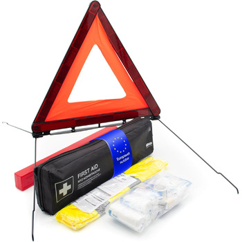 Автомобільна аптечка вкл. попереджувальний трикутник і жилет з високою видимістю згідно з чинним стандартом DIN 131642022 Дійсний