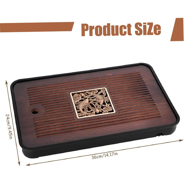 Набір для чайної церемонії Кунг-Фу, бамбуковий піднос з дренажем для води, 14 x 9,5 см. Знімний китайський піднос для чайного набору Гунфу, ідеальний подарунок для друзів та рідних.
