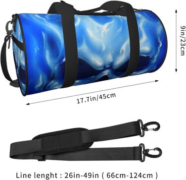 Синя смугаста сумка-дорожня сумка з черепом, кругла, великої місткості, легка та міцна, подарунок для походів, відпустки, ділових поїздок та іншого, синій полумяний череп, універсальний розмір