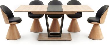 Розсувний обідній стіл Newroom до 200 см кольору Wild Oak Anthracite - Сучасний обідній стіл - 160-200 x 76 x 90 см (Ш x В x Г) - Розсувний стіл із синхронізованим механізмом висування - Їдальня, Кухня, Вітальня